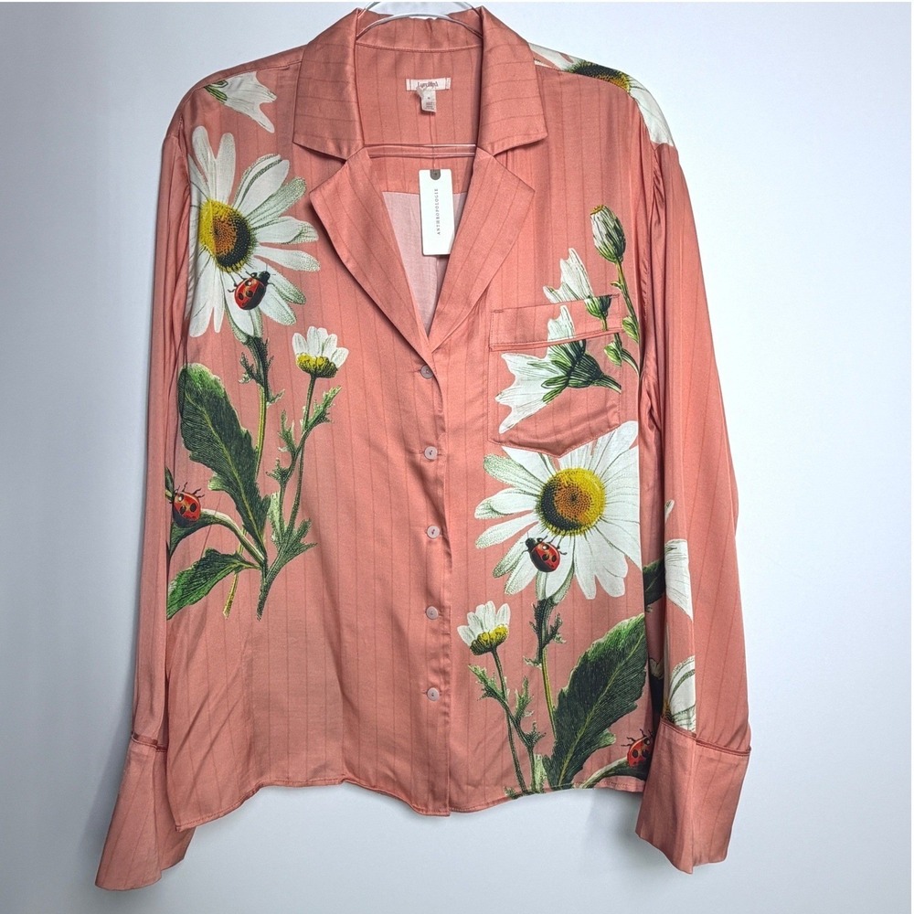 Anthropologie LyreBird Neela Floral Silky Blouse Pajama Top NWT Nancy's Blushes - Picture 5 of 14